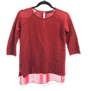 Zara knit 3/4 sleeve red top blouse size small